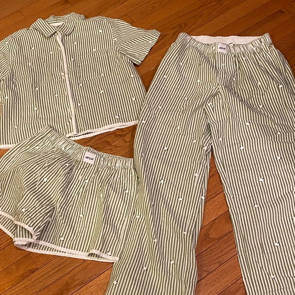 aerie Other - Aerie Green Striped 3 Piece Pajama Set Sz Small. NWOT